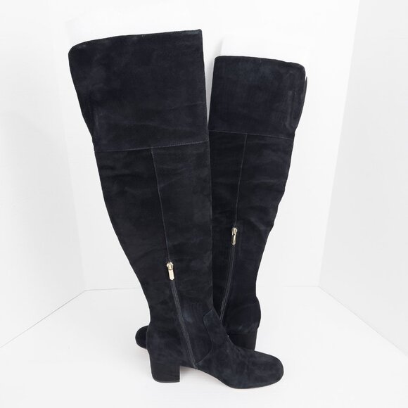 Sam Edelman Elina Over The Knee Boots Womens 8M Black Suede 2" Heel Round Toe - Picture 5 of 16